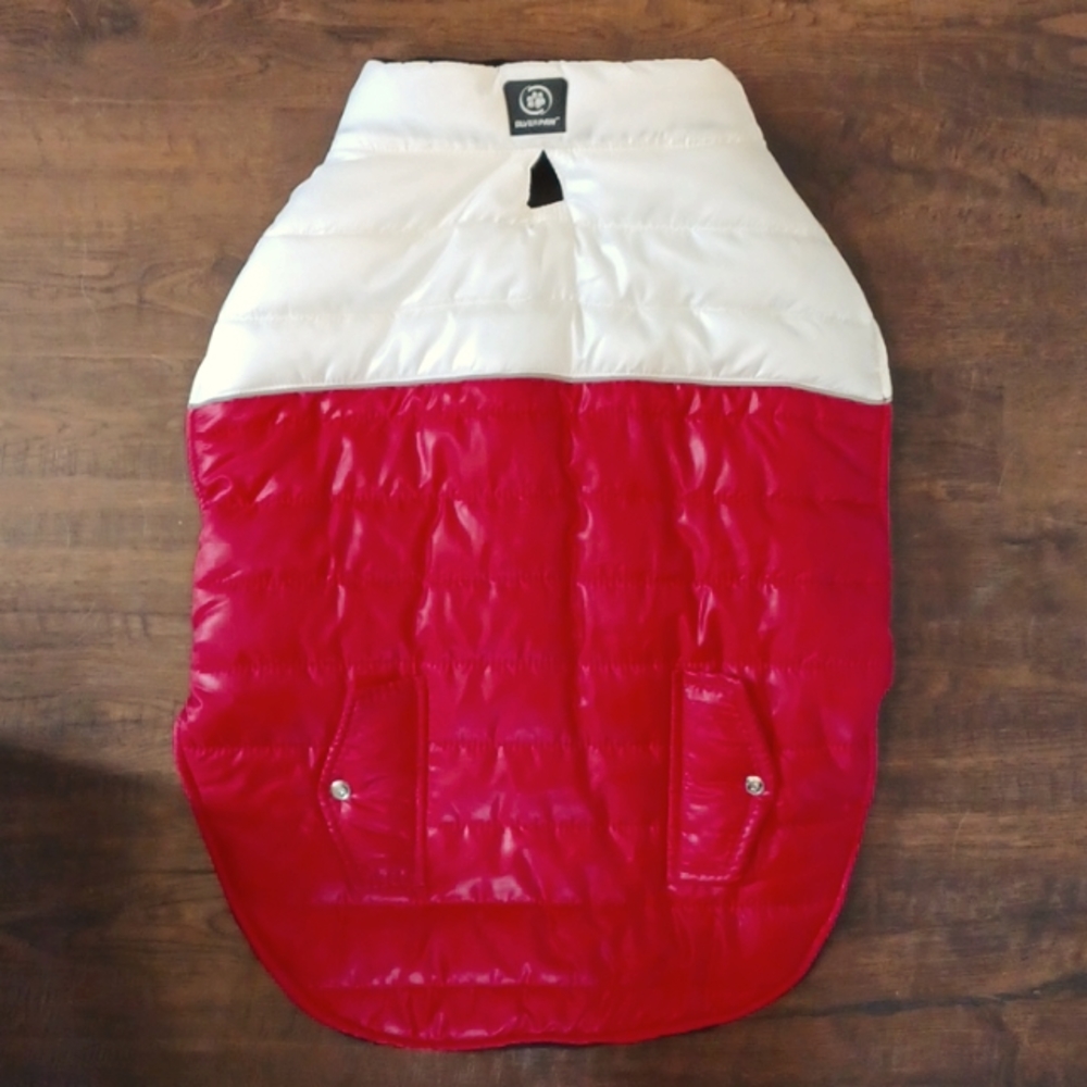 Silver Paw Dog Red & White Puffer Vest